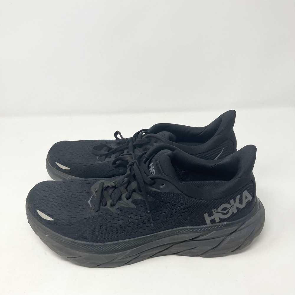Hoka One One Clifton 8 Shoes Mens Size 10D Black Running Sneakers 1119393 BBLC